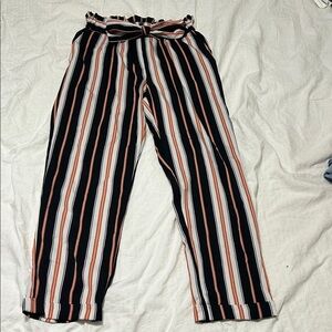 Joe B Black and White Striped Straight Leg Pants